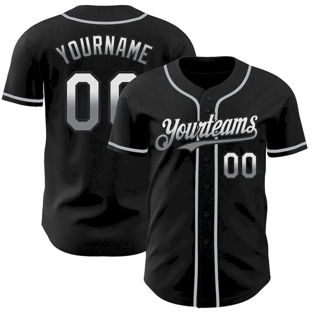 FadeFashion0861.webp Custom Black White-Gray Authentic Fade Fashion Baseball Jersey - Image 1