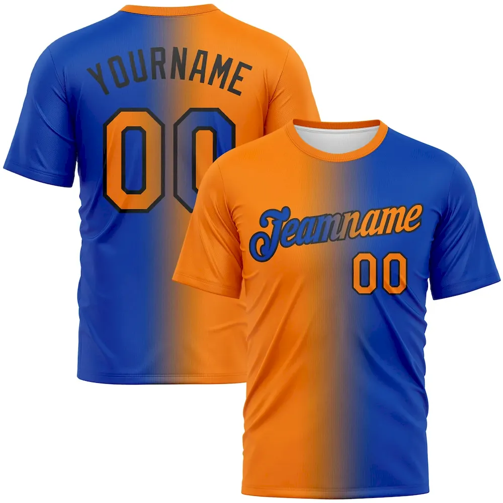 Gradient0454.webp Custom Thunder Blue Bay Orange-Black Gradient Fashion Performance T-Shirt - Image 1