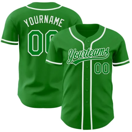 Custom Grass Green White Authentic Baseball Jersey-kids