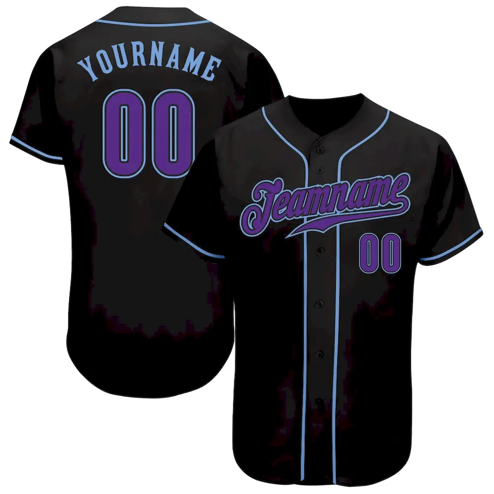 Black0929.webp Custom Black Purple-Light Blue Authentic Baseball Jersey - Image 1